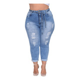 Calça Jeans Feminina Plus Size Capri Eduarda Com Lycra