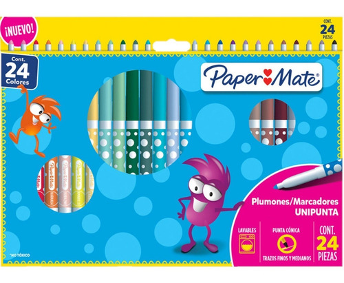 Marcadores Plumones Paper Mate Lavables X 24 Uds