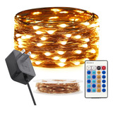 Cadena De Luces Led De 33 Pies, 100 Cables De Cobre Regulabl