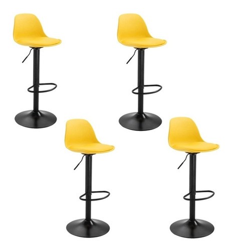 Set X4 Silla Bar Con Altura Ajustable Diseño Ergonómico