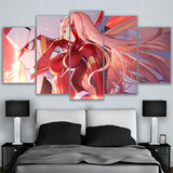 5 Cuadros En Canvas 100x56cm Zero Two Darling Anime Girls 