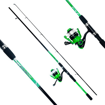 Caña De Pesca Combo Hooked Starter 9 Pies Con Carrete 6000 Para Pesca De Orilla Incluye Hilo Verde | Envío gratis