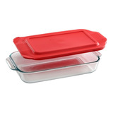 Fuente Vidrio C/tapa 28x18x4cm | Apto Horno Freezer | Pyrex