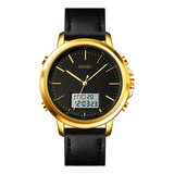 Reloj Skmei Anadigi 1652 Para Hombre, Negro Y Dorado