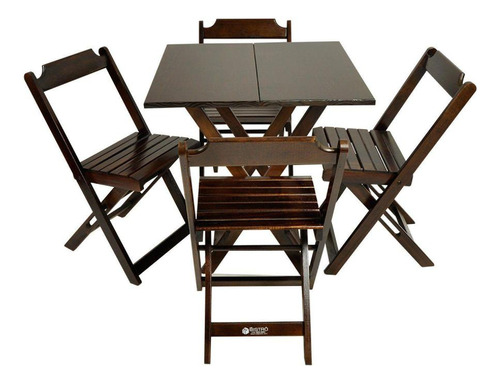 Conjunto Mesa E 4 Cadeiras Imbuia Encosto Reto - Madesil