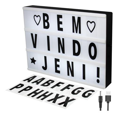 Luminária Embralumi Light Box Led A4 + 96 Letras Letreiro