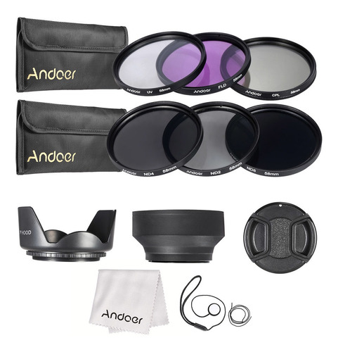 Kit De Filtro De Lente Andoer De 58 Mm Uv+cpl+fld+nd (nd2 Nd