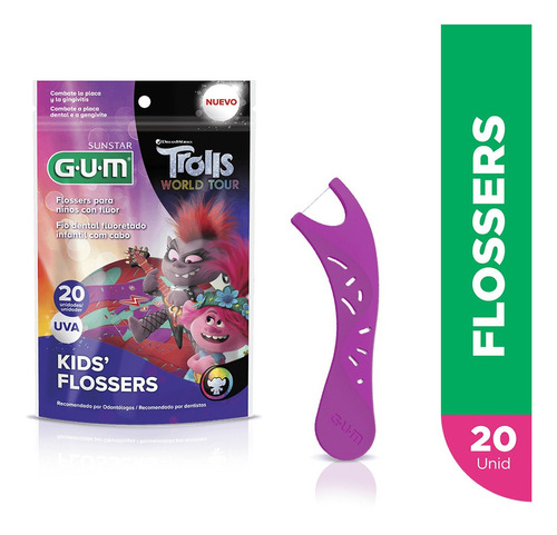 Fio Dental Infantil Com Cabo Trolls - 20 Unid