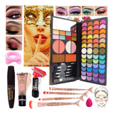 Set De Maquillaje #23 Sombras Vincha Labial Brochas Base Kit