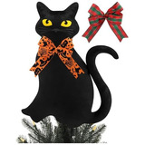 Árbol De Navidad De Halloween Gatos Negros Soporte Y L...