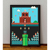 Cuadro 33x48 Poster Enmarcado Mario Bros Videojuego Nintendo