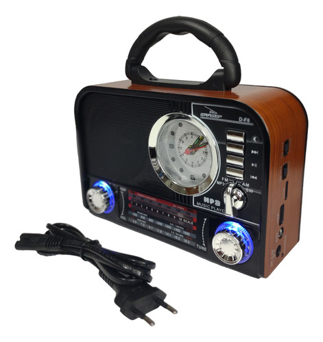 Radio Portatil Bluetooth Retro Antigo Recarragavel Energia