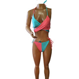 Bikini (conjunto) Calanica,doble Color Con Relleno, Cruzada