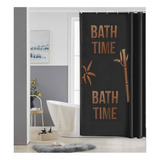 Cortinas De Baño Tela Negra Impermeable Bath Time 180x180cm