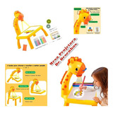 Mesa Projetora Criativa De Desenho Infantil Led Lousa Mágica Cor Girafa Amarela