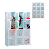 Closet Ropero Organizador Plastico 12 Cubos Infantil Armable Color Azul