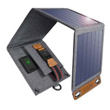 Cargador Portatil Con Paneles Solares Dos Salidas 14w Color Azul