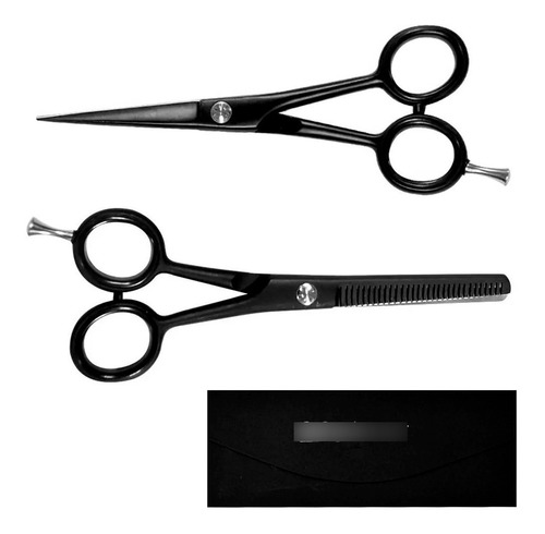 Kit X2 Tijeras Corte Filo Navaja + Pulir 5.5 Black Stylecut