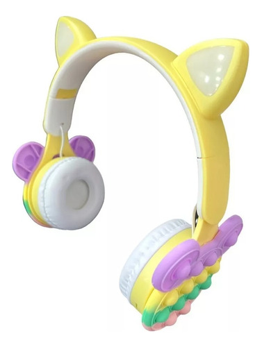 Auricular Vincha Luz Orejita Ratón Pop-it Arcoíris Bluetooth