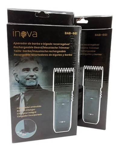 Aparador De Barba Maquina Cabelo Pezinho Bigode Recarregável Cor Preto 110v/220v