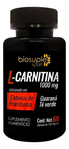 L-carnitina Guarana Biosuple Quemador De Grasa 60 Caps 750mg