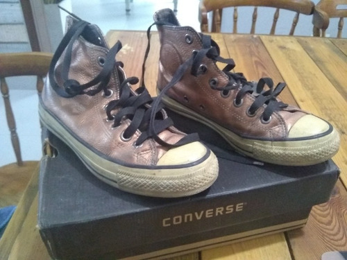 Zapatillas Cuero Dorado Modelo Brass Hi Converse