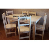 Mesa 1.40x80, Fija, Comedor, Hogar + 6 Sillas , En Pino