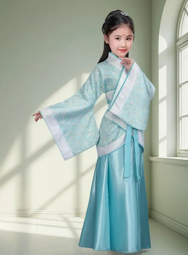 Vestido Tradicional Chino Niña Hanfu Celeste Varias Tallas