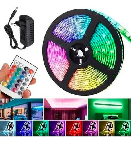 Cinta Tira De Luz Led Rgb 5mts Mando A Distancia