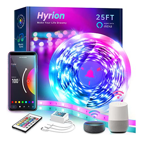 Tira Led Inteligente 25ft Hyrion, Cambio De Color Con