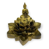 Incensário Cascata Flor De Lotus Buda Mini Dourado 7cm