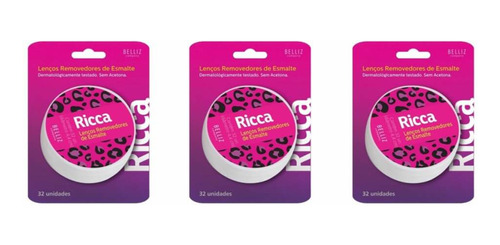 Kit C/03 Ricca Lenço Removedor De Esmaltes C/32