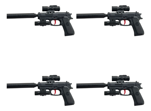 4 Pistolas De Hidrogel Modelo Glock Retráctil- Manual Laser