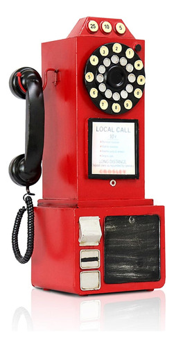 Modelo De Teléfono Vintage Con Dial Para Línea Fija, Rojo