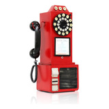 Modelo De Teléfono Vintage Con Dial Para Línea Fija, Rojo