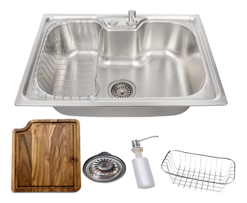 Kit Cuba Gourmet Cozinha Aço Inox 304 60x42cm + Tábua