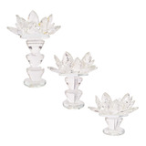 Cristalería Fina Candelabro Flor De Loto 3 Piezas