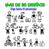 Calcomanía Familia Sticker Carro, Elige Hasta 10 Personajes