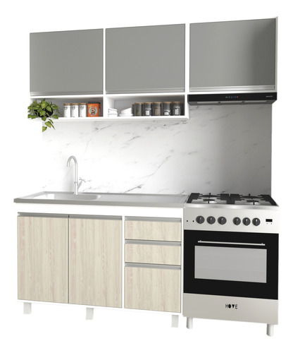 Combo Cocina Alacena + Bajo Mesada 120 + Sobrepurificador