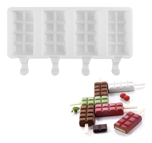 Molde Para Paleta Barra De Chocolate Mediana Silicona 