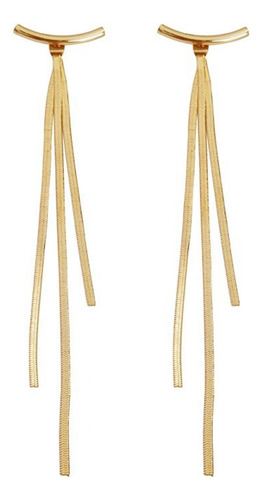 Aretes Largos Moda Pendientes De Oro 18k Joyería Para Mujer