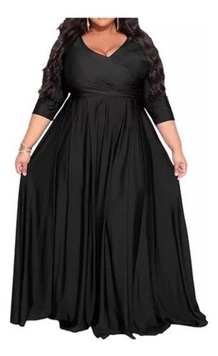 Vestido Largo De Noche Para Mujer, Talla Grande, Con V