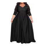 Vestido Largo De Noche Para Mujer, Talla Grande, Con V