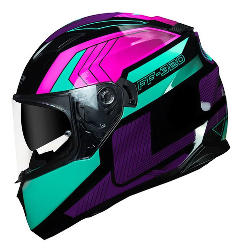 Capacete Feminino Ls2 Ff320 Stream Exo Preto Azul Rosa