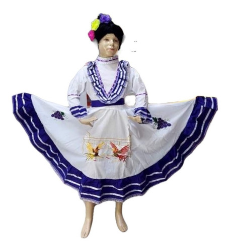Vestido Regional Típico De Aguascalientes Bordado Para Niña