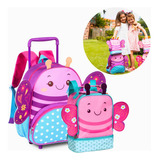 Kit Mochila Infantil Rodinha + Lancheira Térmica Escolar Pet