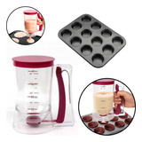 Kit Cupcake 1 Forma 12 Cavidades + 1 Dispenser Dosador Massa