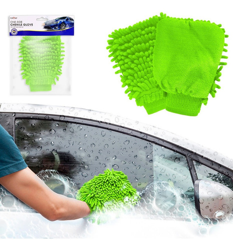 Slim Co Guante De Microfibra Multiusos Lavado De Auto Limpieza Verde