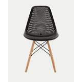 Cadeira De Jantar Eames Eiffel Design Colmeia Eloisa Base Madeira, 6 Unidade Preto