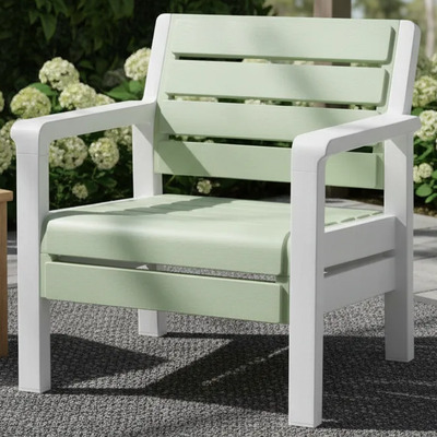 Silla Sillón Plástico Moderno Ideal Interior Exterior Rimax Verde Claro Madera